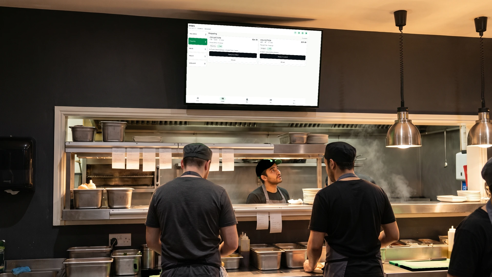 Prepd order screen showing kitchen orders in preparation